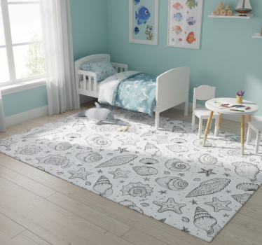 Vinyl teppich tiere meereslebewesen und muscheln - TenStickers