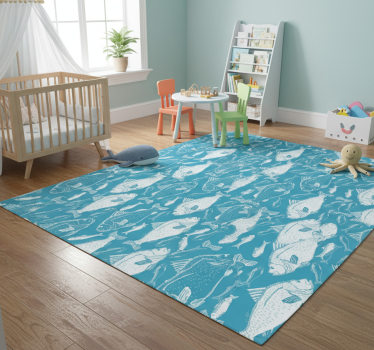 Vinyl teppich tiere mit aquatischem fischmuster - TenStickers