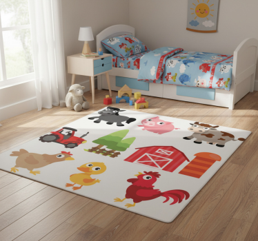 Vinyl teppich tiere bunte farm - TenStickers