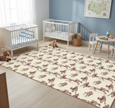 Vinyl teppich tiere mit beigem und braunem pferdemuster - TenStickers