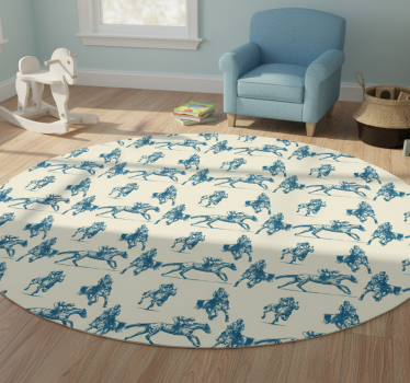 Vinyl teppich tiere mit blau-beigem pferdemuster - TenStickers
