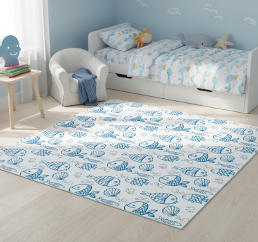 Vinyl teppich tiere mit blauen fischen zeichnen - TenStickers