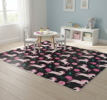 Vinyl teppich tiere mit blumen und pferden - TenStickers