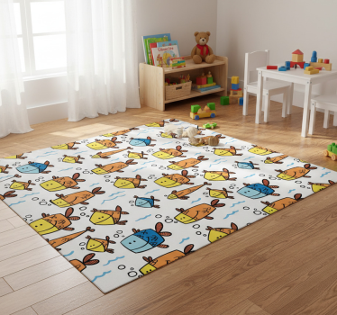 Vinyl teppich tiere mit bunten fischen im kinderstil - TenStickers