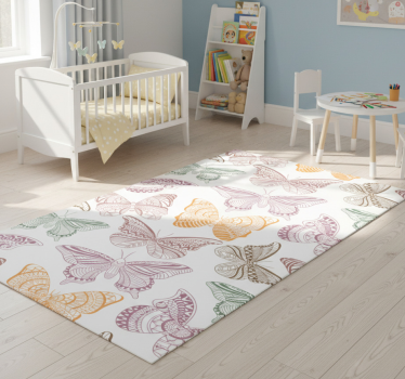 Vinyl teppich tiere mit bunten ornamental schmetterlingen - TenStickers