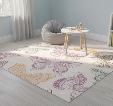 Vinyl teppich tiere mit bunten schmetterlingen - TenStickers