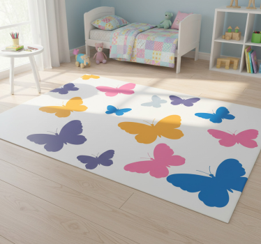 Vinyl teppich tiere mit bunten schmetterlingen - TenStickers