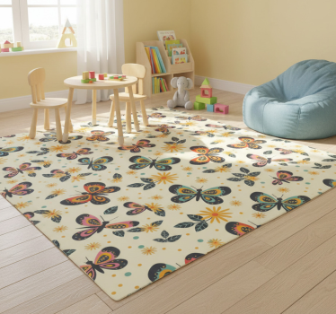 Vinyl teppich tiere mit bunten schmetterlingsmotiven - TenStickers