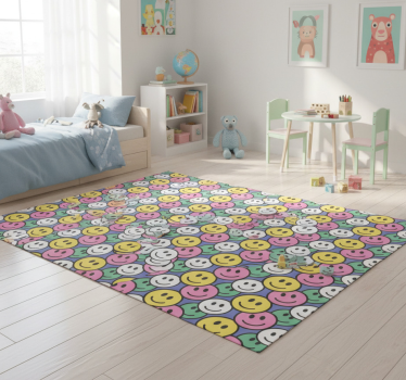 Vinyl teppich tiere mit bunten smiley-mustern - TenStickers