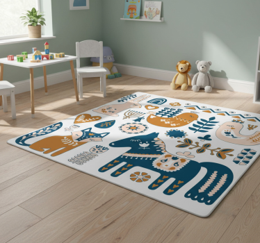 Vinyl teppich tiere mit bunten tierillustrationen - TenStickers