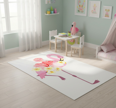 Vinyl teppich tiere mit flamingo blumenmuster - TenStickers