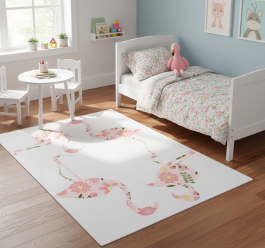 Vinyl teppich tiere mit flamingo blumenmuster - TenStickers