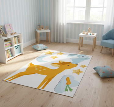 Vinyl teppich tiere reh und hase - TenStickers