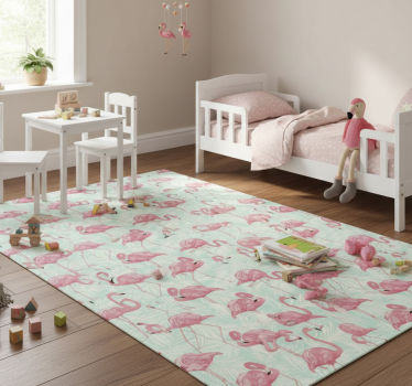Vinyl teppich tiere mit gezeichneten rosa flamingos - TenStickers
