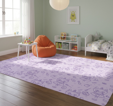 Vinyl teppich tiere mit hexenkatze cartoon - TenStickers