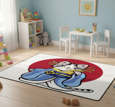 Vinyl teppich tiere mit japanischer dekorationskatze - TenStickers