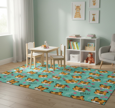 Vinyl teppich tiere mit brüllenden baby-tigern - TenStickers