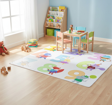 Vinyl teppich tiere mit bunten zahlen für kinder - TenStickers