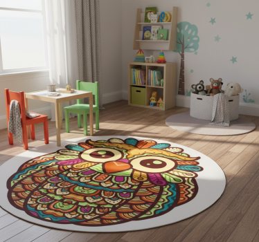 Vinyl teppich tiere mit lebhaftem eulenmotiv - TenStickers