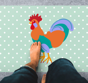 Vinyl teppich tiere mit lebhaftem hahn kunstwerk - TenStickers