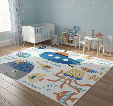 Vinyl teppich tiere mit blauen maritimen motiven - TenStickers