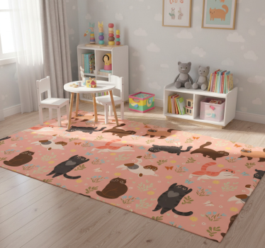 Vinyl teppich tiere mit nahtlosem katzenmuster - TenStickers
