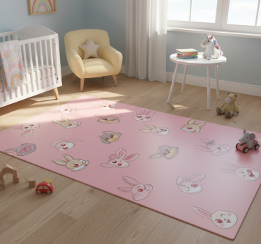Vinyl teppich tiere mit niedlichen hasengesichtern - TenStickers