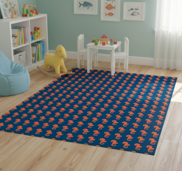 Vinyl teppich tiere mit orangefarbenem seepferdchen-muster - TenStickers