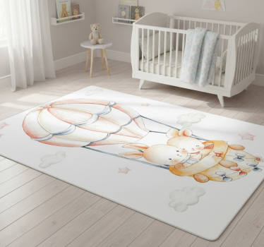Vinyl teppich tiere mit pastellfarbenen hasen in luftballons - TenStickers