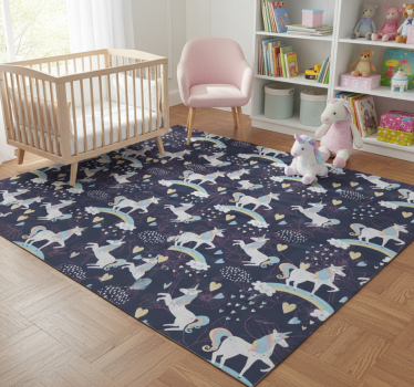 Vinyl teppich tiere mit pinken einhörnern blumenmuster - TenStickers