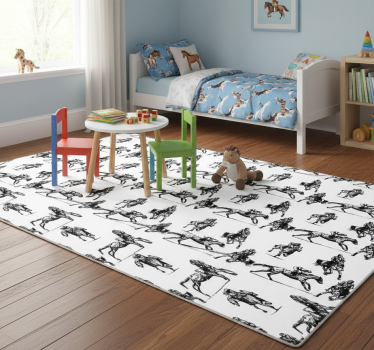 Vinyl teppich tiere mit schwarz-weißem pferdemuster - TenStickers