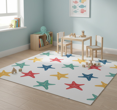 Vinyl teppich tiere bunte seesterne - TenStickers