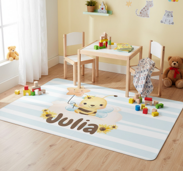 Vinyl teppich tiere mit süßem bienenmotiv und namen - TenStickers