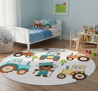 Vinyl teppich tiere mit süßen traktorfiguren - TenStickers