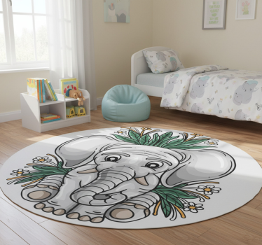Vinyl teppich tiere mit süßer elefantenillustration - TenStickers