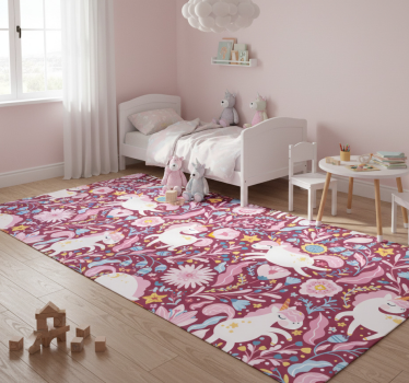 Vinyl teppich tiere mit verspieltem einhornmuster - TenStickers