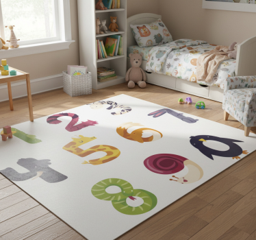 Vinyl teppich tiere mit zahlen und tieren - TenStickers