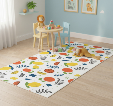 Vinyl teppich tiere mit zitrusfrüchten und blättern - TenStickers