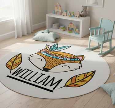 Vinyl teppich tiere nordic fuchs mit federn personalisiert - TenStickers
