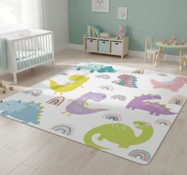 Vinyl teppich tiere nordische dinosaurier mit regenbögen - TenStickers