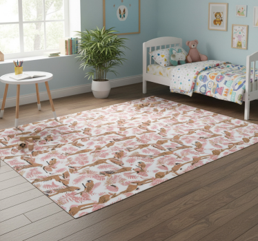 Vinyl teppich tiere orange papageien mit rosa blumen - TenStickers