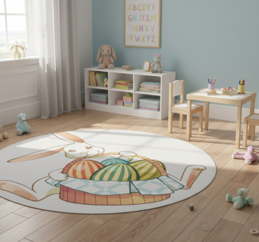 Vinyl teppich tiere osterhase mit korb - TenStickers