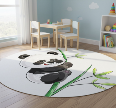 Vinyl teppich tiere panda beim bambus klettern - TenStickers