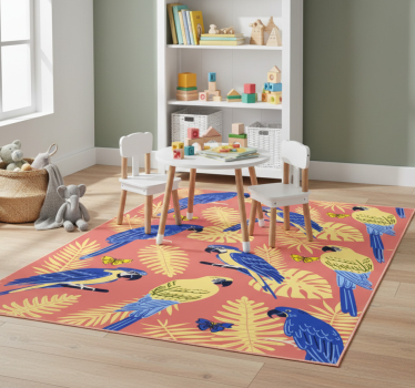 Vinyl teppich tiere papageien und schmetterlinge - TenStickers