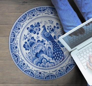 Vinyl Teppich Tiere pfau porzellan - TenStickers
