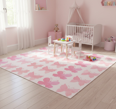 Vinyl teppich tiere im design pinker schmetterlinge - TenStickers