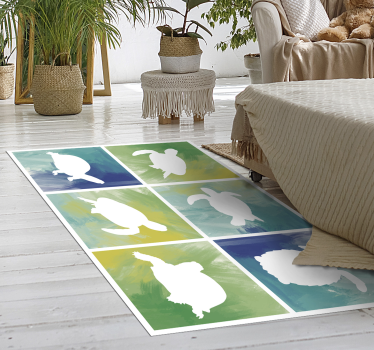 Vinyl Teppich Tiere schildkrötensilhouette-mosaik - TenStickers