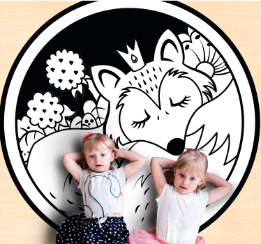 Vinyl Teppich Tiere schlafender fuchskreis - TenStickers