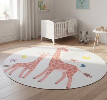 Vinyl teppich tiere schmetterlingsgiraffe eltern kind - TenStickers