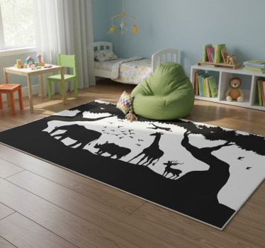 Vinyl teppich tiere schwarz und weiß savanne - TenStickers